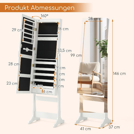 Costway Floor Mirror with White Wooden Frame