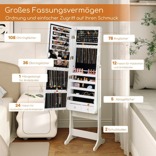 Costway Floor Mirror with White Wooden Frame