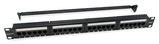 Powertech Patch Panel Unshielded για Rack 1U 19" 24 Θυρών cat6 Μαύρο