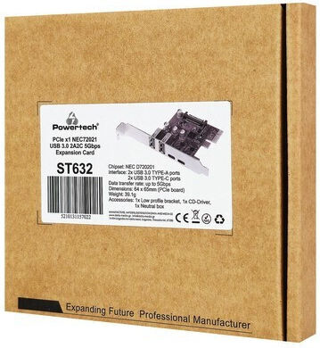 Powertech Карта PCIe към USB 3.0 порт