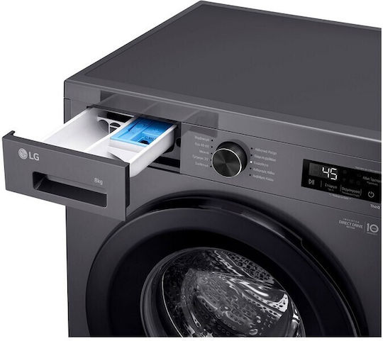 LG Πλυντήριο Ρούχων 8kg με Τεχνολογία Ατμού 1400 Στροφών 6 Motion Μαύρο F4X1008NMK