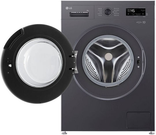 LG Πλυντήριο Ρούχων 8kg με Τεχνολογία Ατμού 1400 Στροφών 6 Motion Μαύρο F4X1008NMK