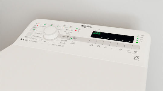 Whirlpool Πλυντήριο Ρούχων Άνω Φόρτωσης 5.5kg 1100 Στροφών 6th Sense TDLR 55140S EU