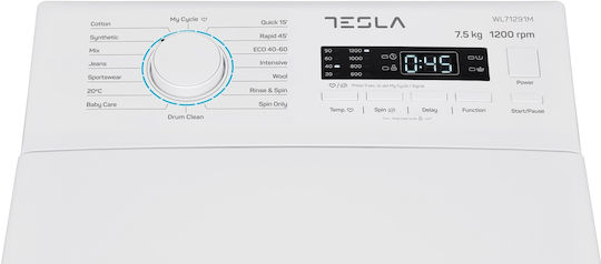 Tesla Πλυντήριο Ρούχων Άνω Φόρτωσης 7kg 1200 Στροφών Inverter Motor WL71291M