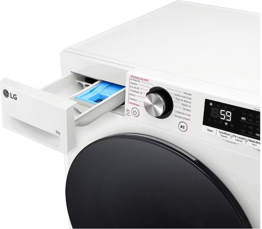LG Πλυντήριο Ρούχων 9kg με Τεχνολογία Ατμού 1400 Στροφών AI DD F4R7009TSWB