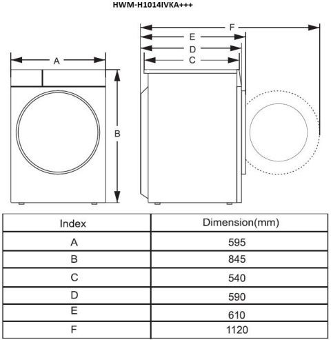 Heinner Washing Machine 10kg 1400 Rounds HWM-H1014IVKA+++
