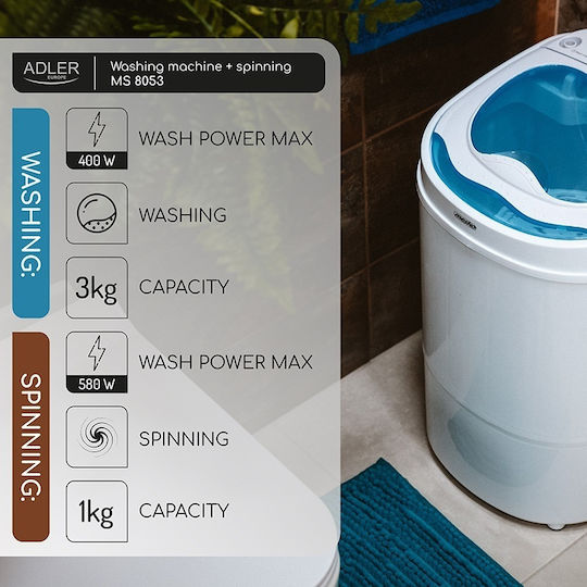 Mesko MS-8053 Portable Washing Machine in White Colour MS8053