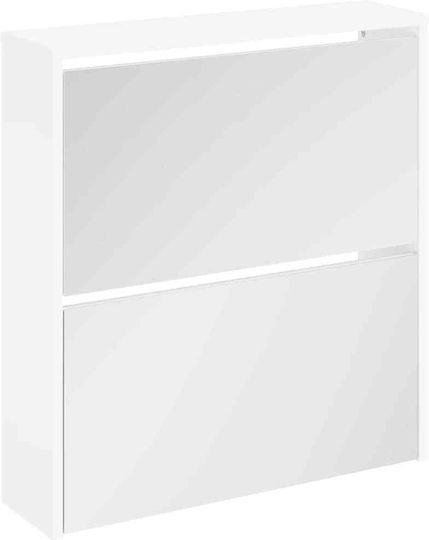 Holz Schuhschrank mit 2 Regalen Weiß L63xW17xH67cm