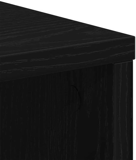 Masă Laterală Rectangulară Din Lemn Cu Roți Neagră L60xL53xÎ72.5cm