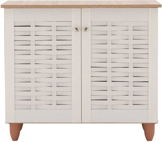 Wooden Shoe Organizer with 2 Shelves Sonama White 77x34x67.5cm