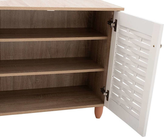 Wooden Shoe Organizer with 2 Shelves Sonama White 77x34x67.5cm