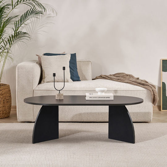 Οβάλ Κεντρικό Τραπεζάκι Melina από Μασίφ Ξύλο Wood Black Μ120xΠ60xΥ40εκ.