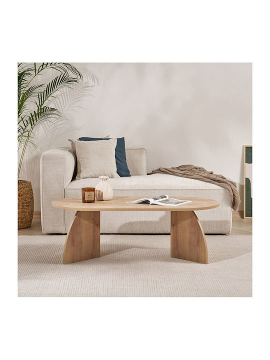 Οβάλ Κεντρικό Τραπεζάκι Melina από Μασίφ Ξύλο Oak Μ120xΠ60xΥ40εκ.