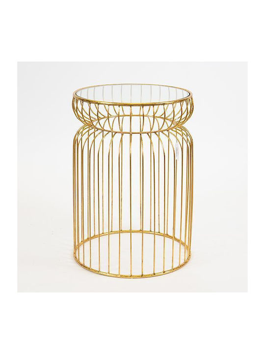 Round Side Table Glass Gold 35x35x51 cm
