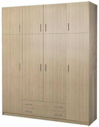 Τετράφυλλη Ντουλάπα με Πατάρι 200x60x240cm Τετράφυλλη Ντουλάπα με Πατάρι 200x60x240cm