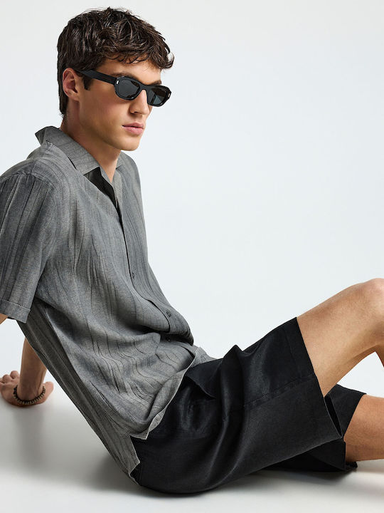 Short Sleeve Linen Shirt Gray