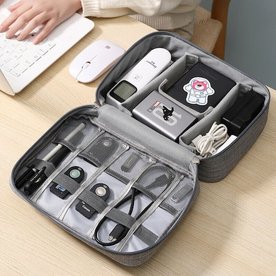 Alista Home Geantă Organizator Accesorii Cabluri Portabilă Impermeabilă 24.5 X 18 X 10 Cm Gri