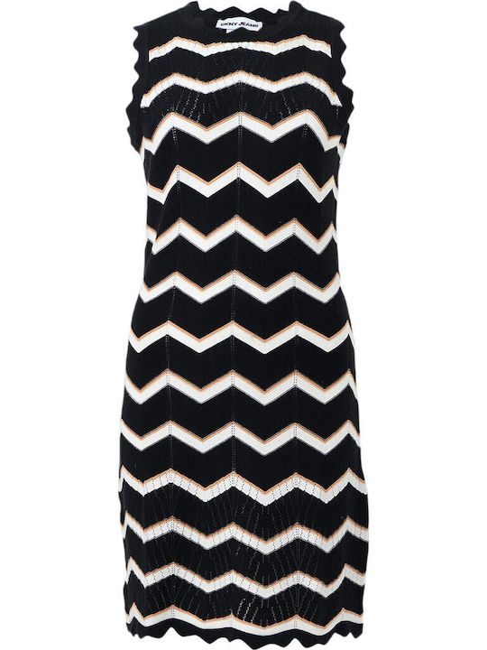 Summer Mini Knitted Dress Blk/Ivo/Teak