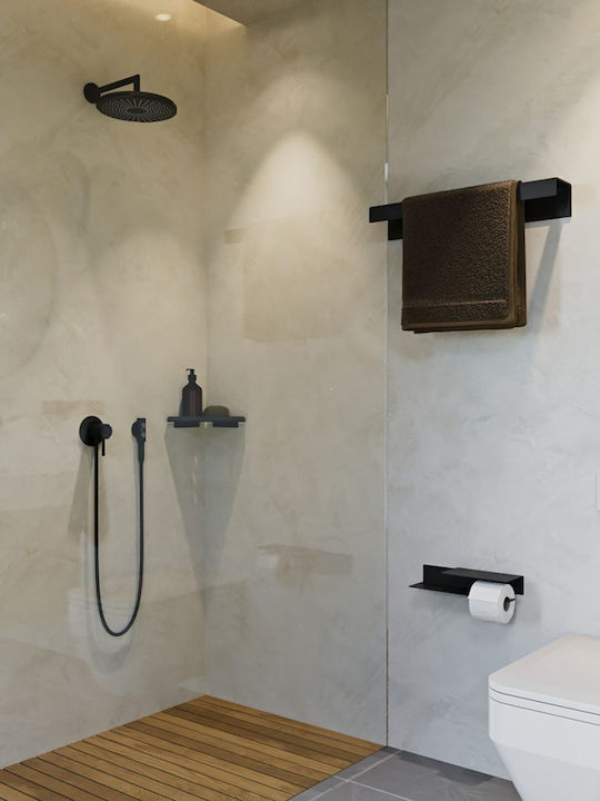 Verdi Wall Mounted Bathroom Shelf Metallic 10x10x27cm Grey