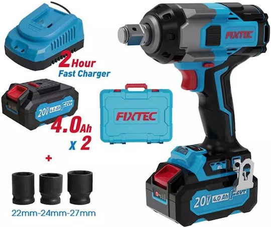 FixTec FCIW10001-4 Brushless Battery Impact Wrench 20V 2x4Ah with 1/2" Bit Size
