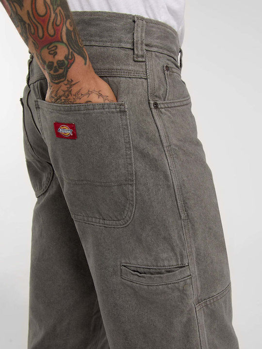 Double Knee Men's Jeans Pants with Loose Fit Grey