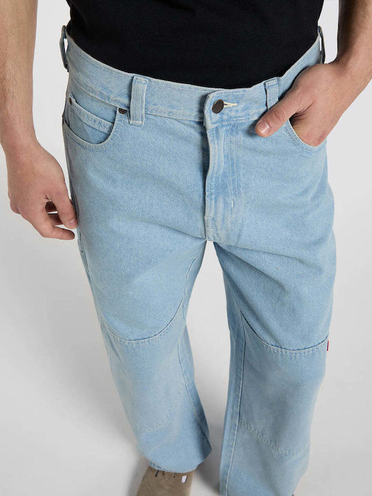 Double Knee Herren Jeanshose mit Lose Gerade Anwendung Hellblau