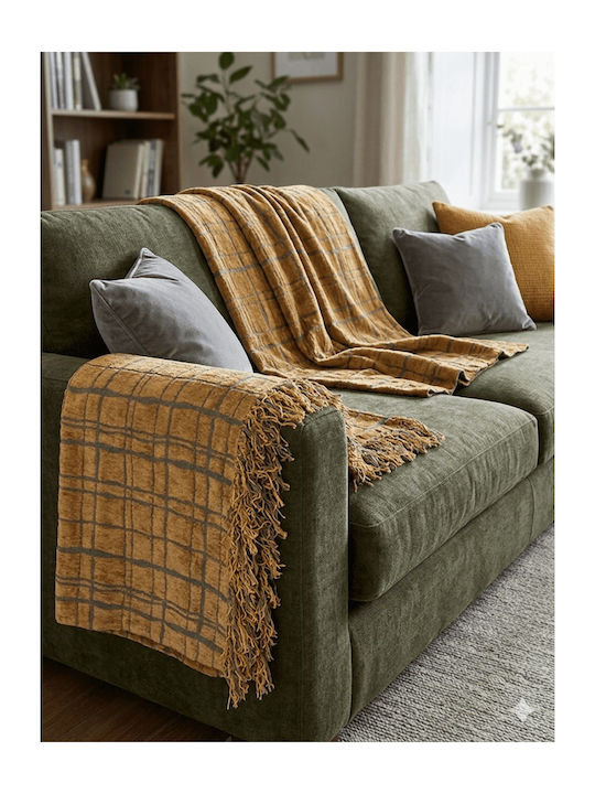 Artemis Armchair Throw Chenille 180x150cm Terra Cotta
