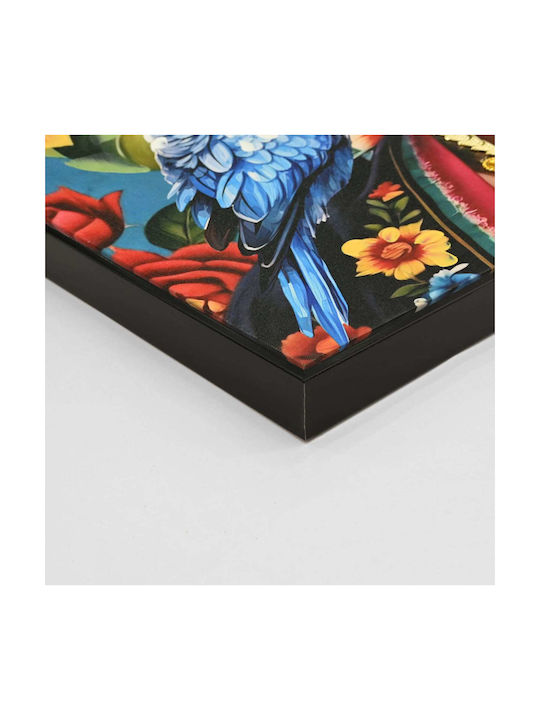 Wall Painting Fb94567 Black Frame-Canvas Print Female Figure & Parrots 82x4.5x82cm