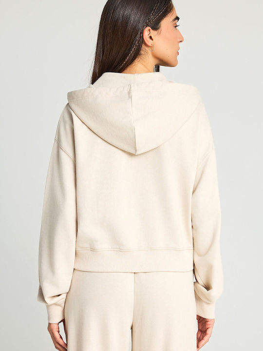 Women's Hoodie Sweatshirt Cardigan Ecru