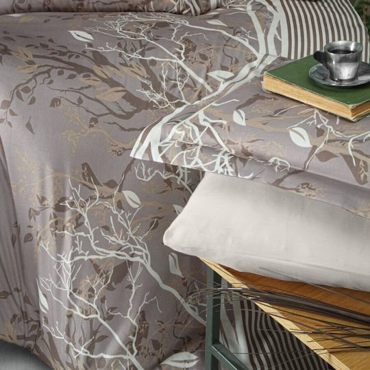 First Choice Set Huse Pentru Pilote Din Bumbac Dublu Cu 4 Fețe De Pernă Și 1 Cearceaf 200x220cm Maro