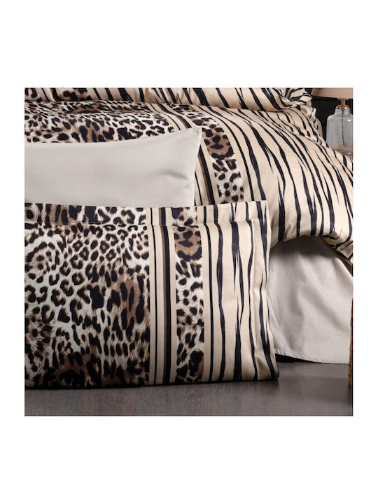 First Choice Set Huse Pentru Pilote Din Bumbac Dublu Cu 4 Fețe De Pernă Și 1 Cearceaf 200x220cm Maro