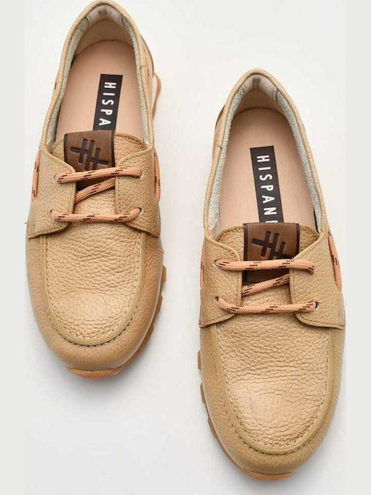 Leather Women's Moccasins in Gold Colour
