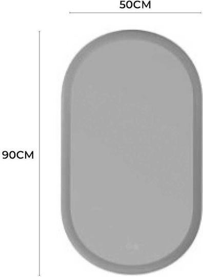 Imex Oval Badezimmerspiegel LED aus Metall 50x90cm Grau