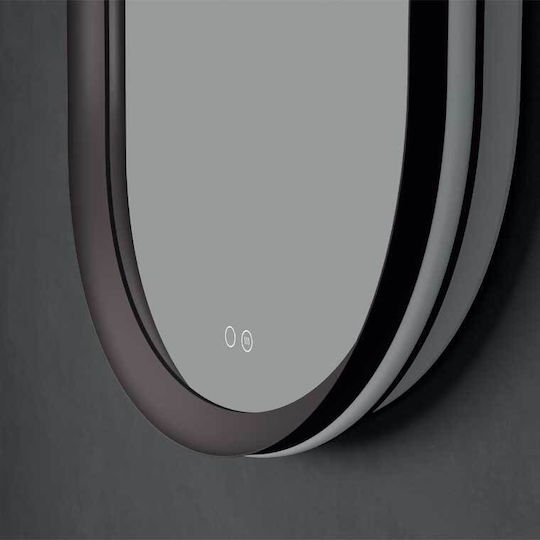 Imex Oval Badezimmerspiegel LED aus Metall 50x90cm Grau