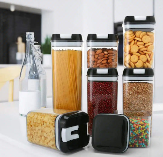 Lebensmittelgläser Set 7 Stück Zucker Getreide Nudeln Kaffee Tee mit Luftdichtem Kunststoffdeckel Transparent 7 Stück