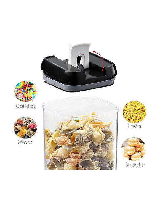 Set 7 Bucăți Vaze pentru Zahăr / Cereale / Paste / Cafea / Ceai cu Capac Ermetic Plastic Transparent