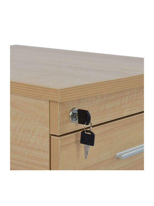 Schublade Büro mit Rollen & Schloss Beech 40x40x55cm