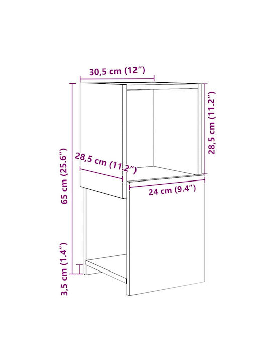 Office Storage Chipboard Cabinet White L30.5xW30xH65cm