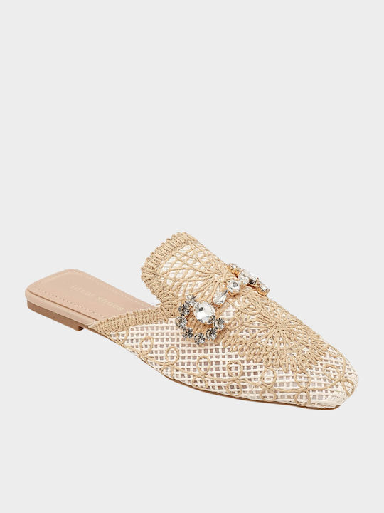 Mules with Heel in Ecru Colour