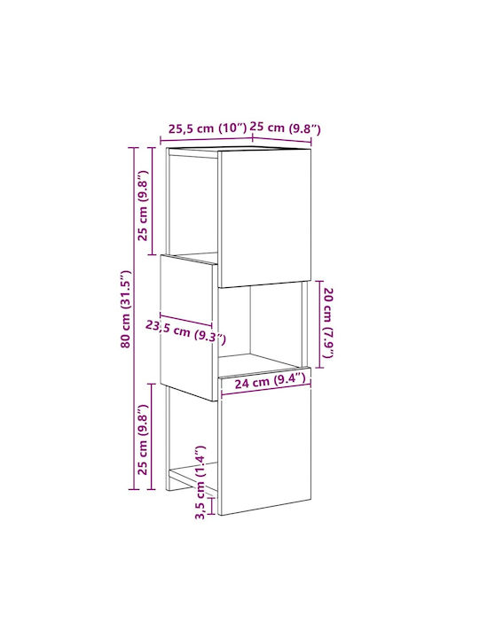 Office Storage Chipboard Cabinet White L25.5xW25xH80cm