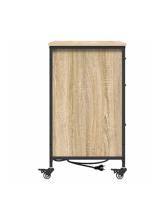 Büroaufbewahrungsschublade und -schrank aus Holz mit Rädern Sonoma Eiche 76x41x72cm