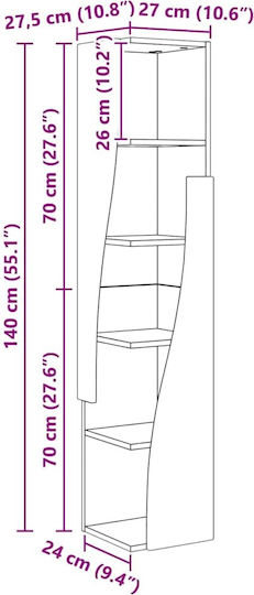Büroaufbewahrungsschrank aus Holz Weiß 27,5x27x140cm