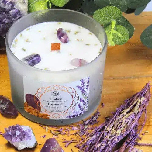Green Tree Candle Company Aromatic Soy Candle in Jar with Lavender Scent 256g