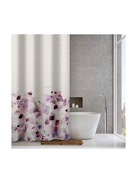 Guy Laroche Carmel Shower Curtain Fabric with Hooks 180x185cm Carmel Melanze
