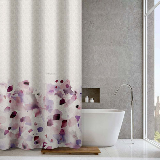 Guy Laroche Carmel Shower Curtain Fabric with Hooks 180x185cm Carmel Melanze