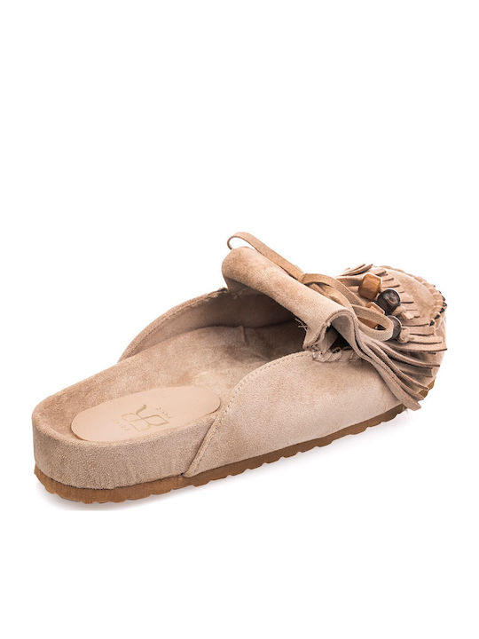 Closed-Toe Women's Beige Slippers