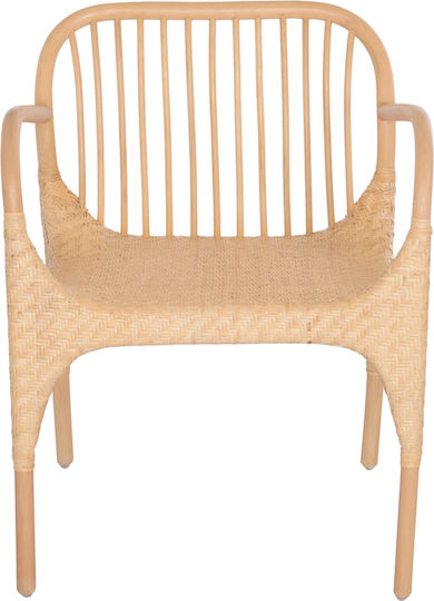 Gibbon Dining Room Wooden Armchair Natural Rattan 62x55x82cm