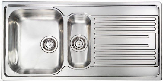 Sanitec Atlantic Drop-In Küchenspüle Rechts Inox Satiniert M100xB50cm Silber