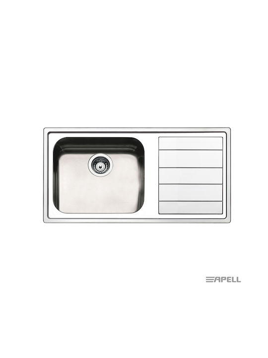 Apell Ένθετος Νεροχύτης Δεξιός Inox Σατινέ Μ100xΠ50cm Ασημί