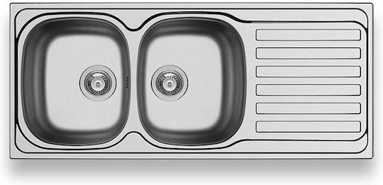 Maidtec Derby 2B 1D 100185801 Drop-In Chiuvetă Inox Satinat L116xW50cm Argintiu